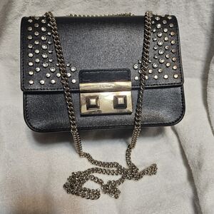 Furla Black Studded Chain Bag